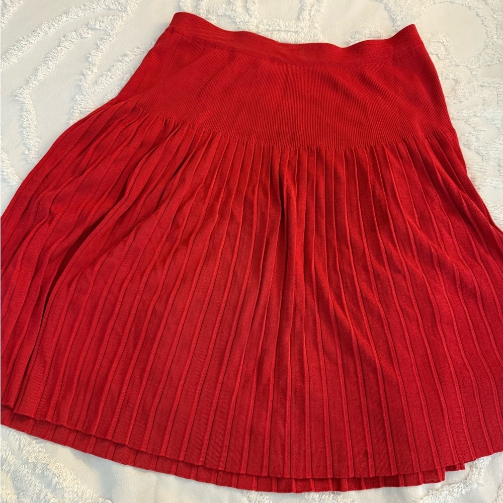 Misook Vibrant Scarlet A-Line Skirt